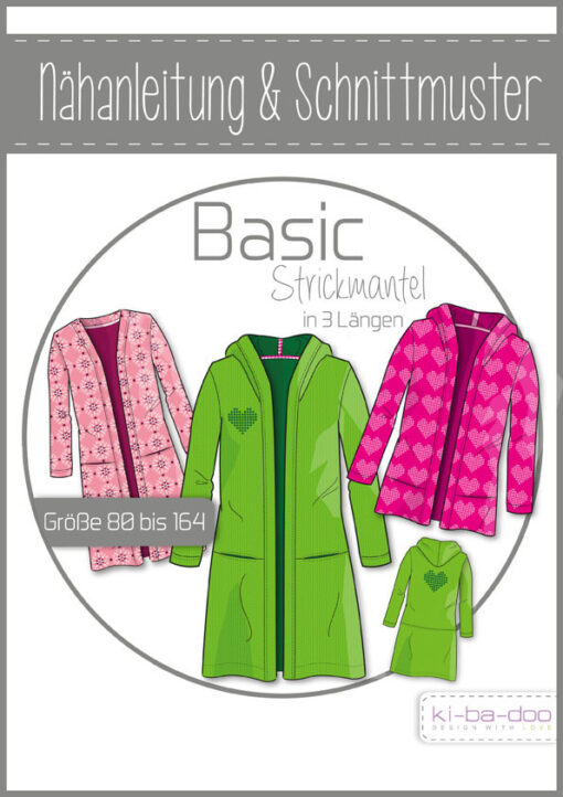 Schnittmuster Kibadoo Kinder Strickmantel Basic 80 bis 164
