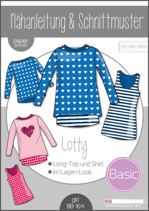 Schnittmuster Kibadoo Kinder Doppel Shirt Lotty 80 bis 164