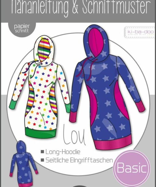 Schnittmuster Kibadoo Kinder Long Hoodie Lou 74 bis 164